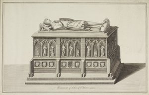 Utsikt over monumentet til John of Eltham, jarl av Cornwall i Westminster Abbey, ca. 1750